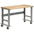 thumbnail image 1 of Mobile Adjustable Height Workbench, Maple Butcher Block Safety Edge, 60"W x 30"D, Gray, 1 of 7