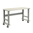 thumbnail image 1 of Mobile Adjustable Height Workbench, Plastic Laminate Square Edge, 60"W x 36"D, Gray, 1 of 4