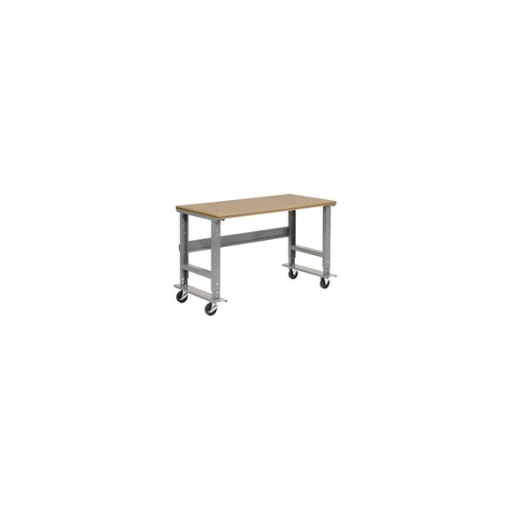 Mobile Adjustable Height Workbench, Shop Square Edge, 72"W x 36"D, Gray