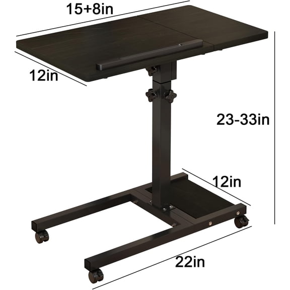 Mobile Adjustable Laptop Stand – Dekuwood Rolling PC Table with Swivel Top & Mouse Pad, Hot Sale, Height Adjustable & Portable for Home, Office, Bed, or Couch