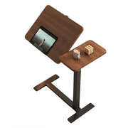 Mobile Adjustable Standing Desk, Walnut Color, Manual Height Adjustable Rolling Laptop Desk with Tilting Desktop, Mobile Sit Stand Desk for Home Office Bedroom