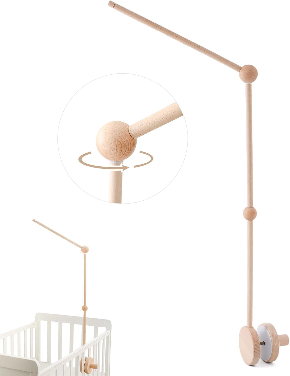Mobile Baby Mobile Holder Wood Baby Cot Wooden Holder Frame Mobile Wooden Holder Series Gift Idea (Big Size Upgraded Holder)
