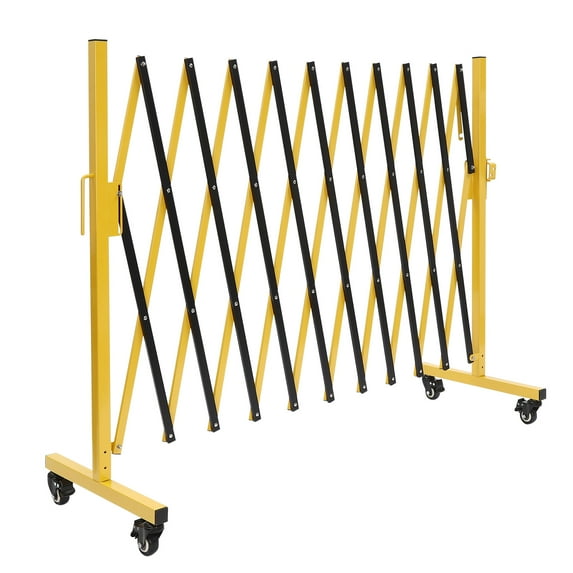 Mobile Barricade Gate with Casters, Aluminium Portable Expansion Flexible Fence Barricade Safety Barrier 11* 3.38 ft Yellow