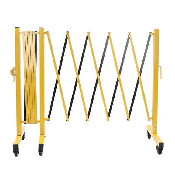 Mobile Barricade Gate with Casters, Aluminium Portable Expansion Flexible Fence Barricade Safety Barrier 16.4*4.4ft Yellow