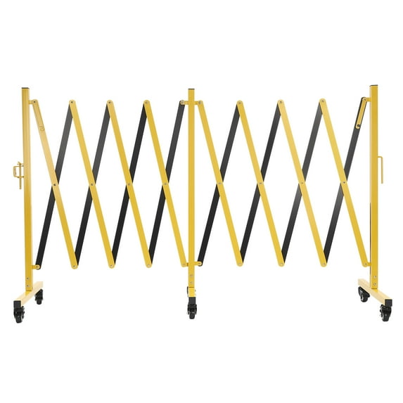 Expansion Flexible Safety Barrier Fence Barrier Gates, Aluminium with Casters, Yellow, 16.4*3.4 ft
