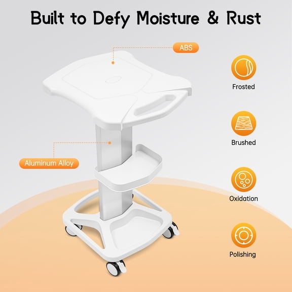 Mobile Beauty Instrument Trolley Cart, Multi Layer Storage Board, 15KG Max Load, with Silent Rolling Casters, for Salon Equipment Placement
