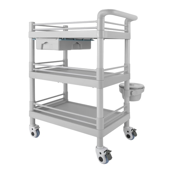 Mobile Beauty Salon Cart with Wheels, Beauty Instrument Cart, Multifunctional Rolling Tool Cart Beauty Trolley ABS Beauty Salon Trolley Plastic Apparatus Cart (Gray)
