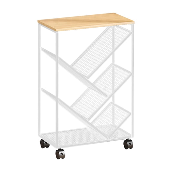 Mobile Bookshelf Cart Rolling Bookcase with Wheels Iron Storage Rack for Home Office Study Room Dorm Nursery Classroom