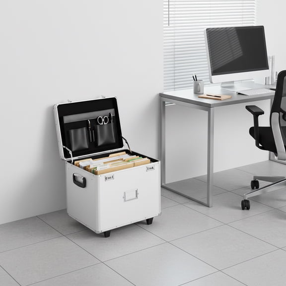 Mobile Business File Organizer Box Hand Pull File Case Aluminum Alloy Box & Lock