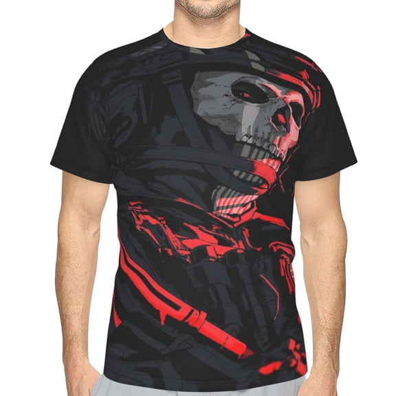 Mobile Call of Duty Ghost Men's T-Shirt Slim Fit Short Sleeve Shirts Casual Graphic Tees Tops