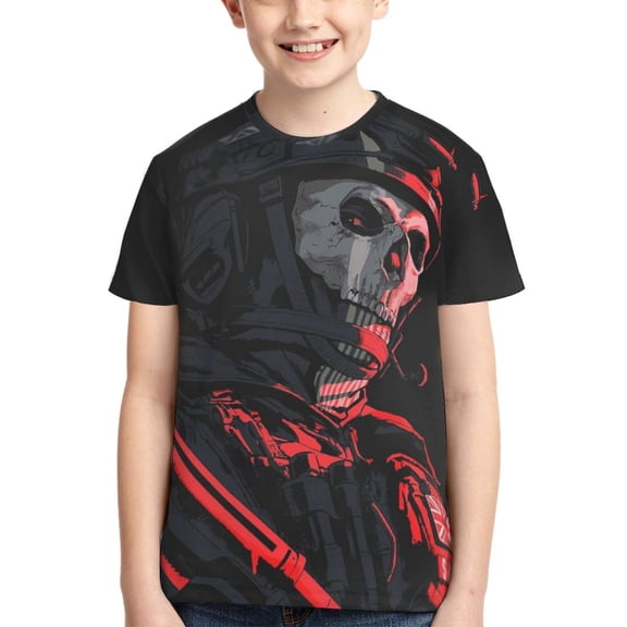 Mobile Call of Duty Ghost Teen T-shirt Shirts Youth Short Sleeve Graphic Tees