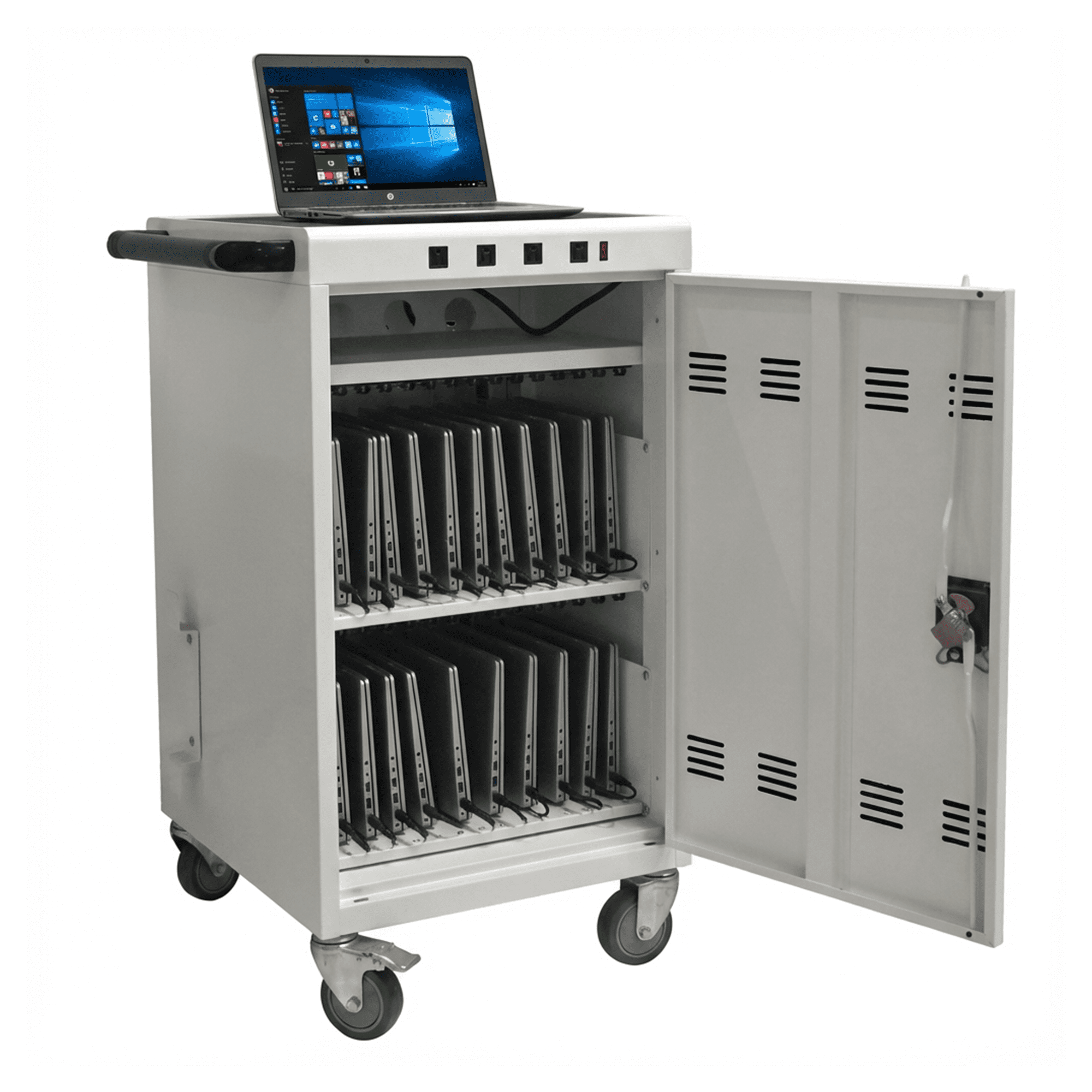 Mobile Charging Cart and Cabinet for Tablets Laptops 31+4-Device
