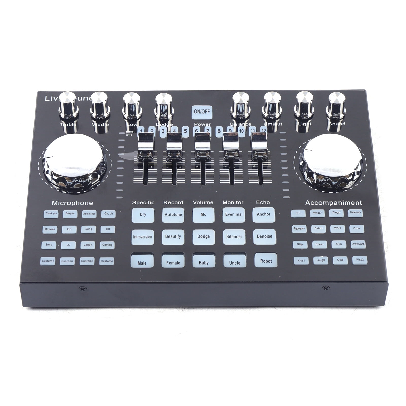 Mobile Computer Audio Interface Sound Card with Bluetooth, DSP Digital Effector, Dual Mobile Phone Support for Network Live Video