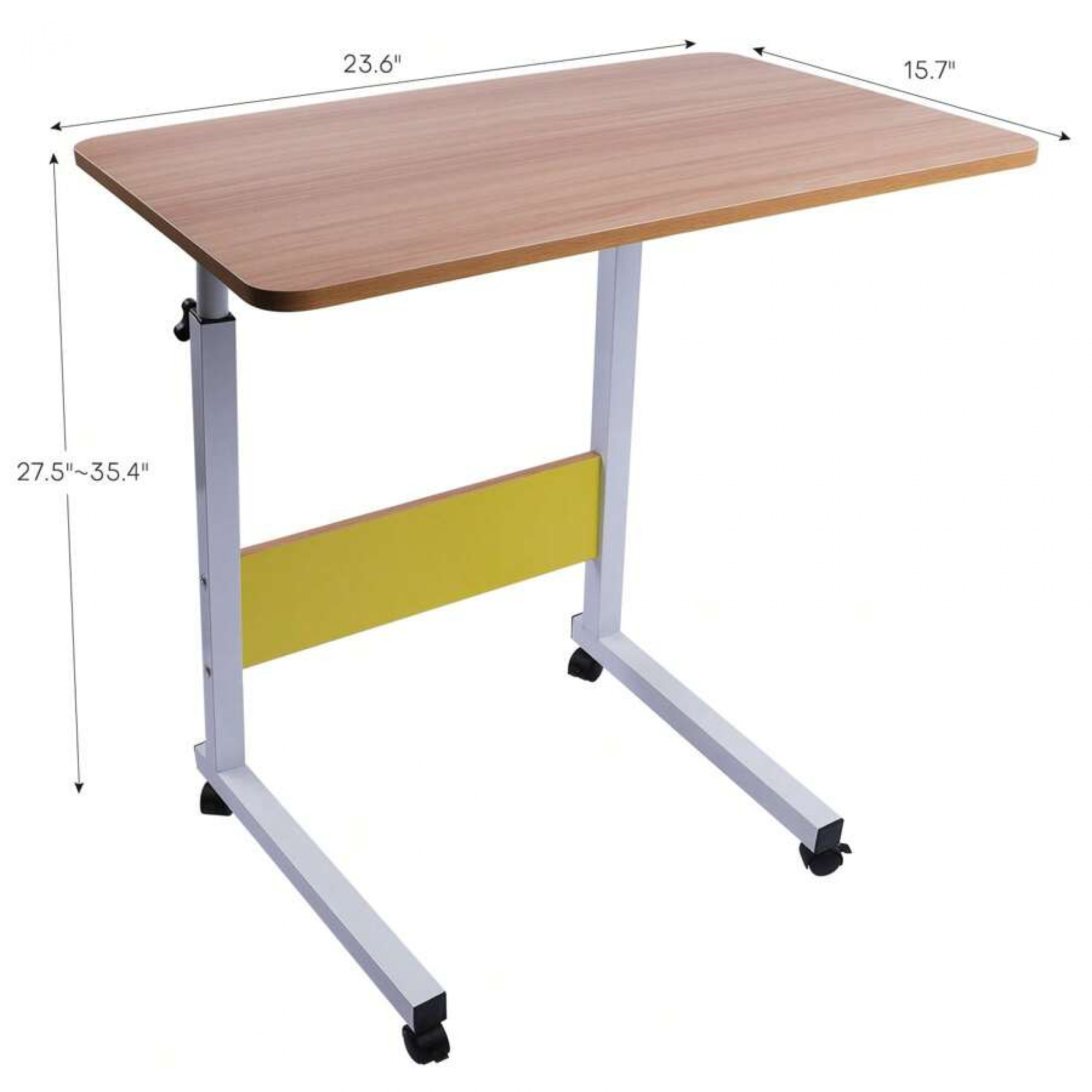 Wheel Computer Table Mobile Computer Desk Adjustable Height For Small Space Rolling Writing ...