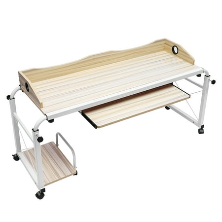 Mobile Computer Desk Overbed Table, Bed Table PC Laptop Study Table Laptop Table Home Office Workstation Adjustable Height