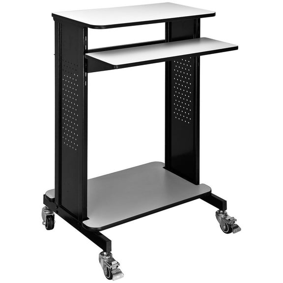 Mobile Computer Workstation with Keyboard & Mouse Tray, 46"H