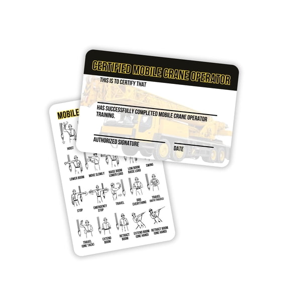 Mobile Crane Operator Certified Plastic Card 5pk 2x3.5 Reference ...