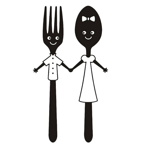 Mobile Creative Wall Affixed with Decorative Wall Window Decoration, DX006 Creative Kitchen Decor Cute Utensils Removable Wall Sticker, for Dining Room
