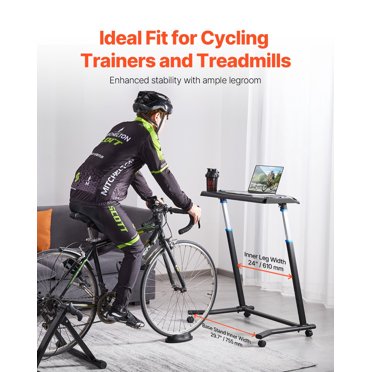 Mobile Bike Trainer Desk - Foldable Standing Desk For Cycling & Treadmill Workouts