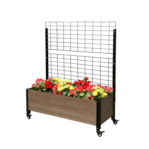 Mobile Deckside Planter w/ Trellis Brown