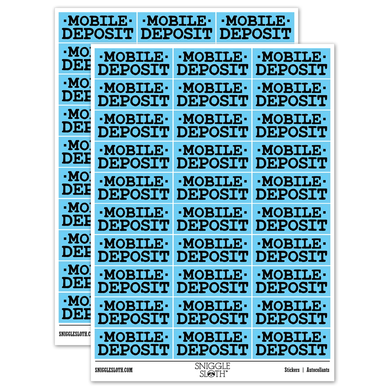 Check Sticker Blue Mobile Deposit Bank Check Sticker Set - Light Blue - Gloss Finish - 1. ...