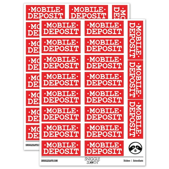 Mobile Deposit Bank Check Sticker Set - Red - Gloss Finish - 2.00" Large