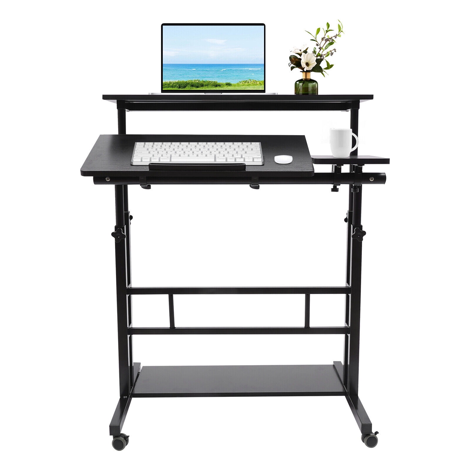 Mobile Desk Adjustable Laptop Desk with Wheels Home Office Laptop Table Cart