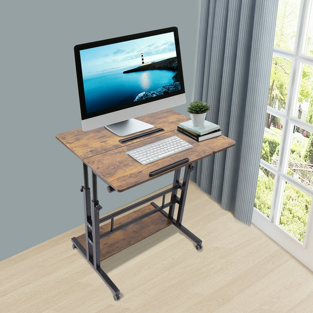 Mobile Desk Adjustable Laptop Desk with Wheels Home Office Table Laptop