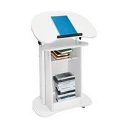Mobile Desk Height Adjustable Computer Cart Work Station Rolling Presentation Cart Mobile Presentation Stand White