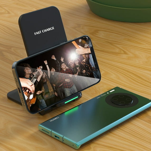 ZZkhGO 15W Fast Wireless Charging Stand, Foldable Vertical Phone Charger, Mobile Desktop Wireless Charging Stand for Phone Horizontal Viewing