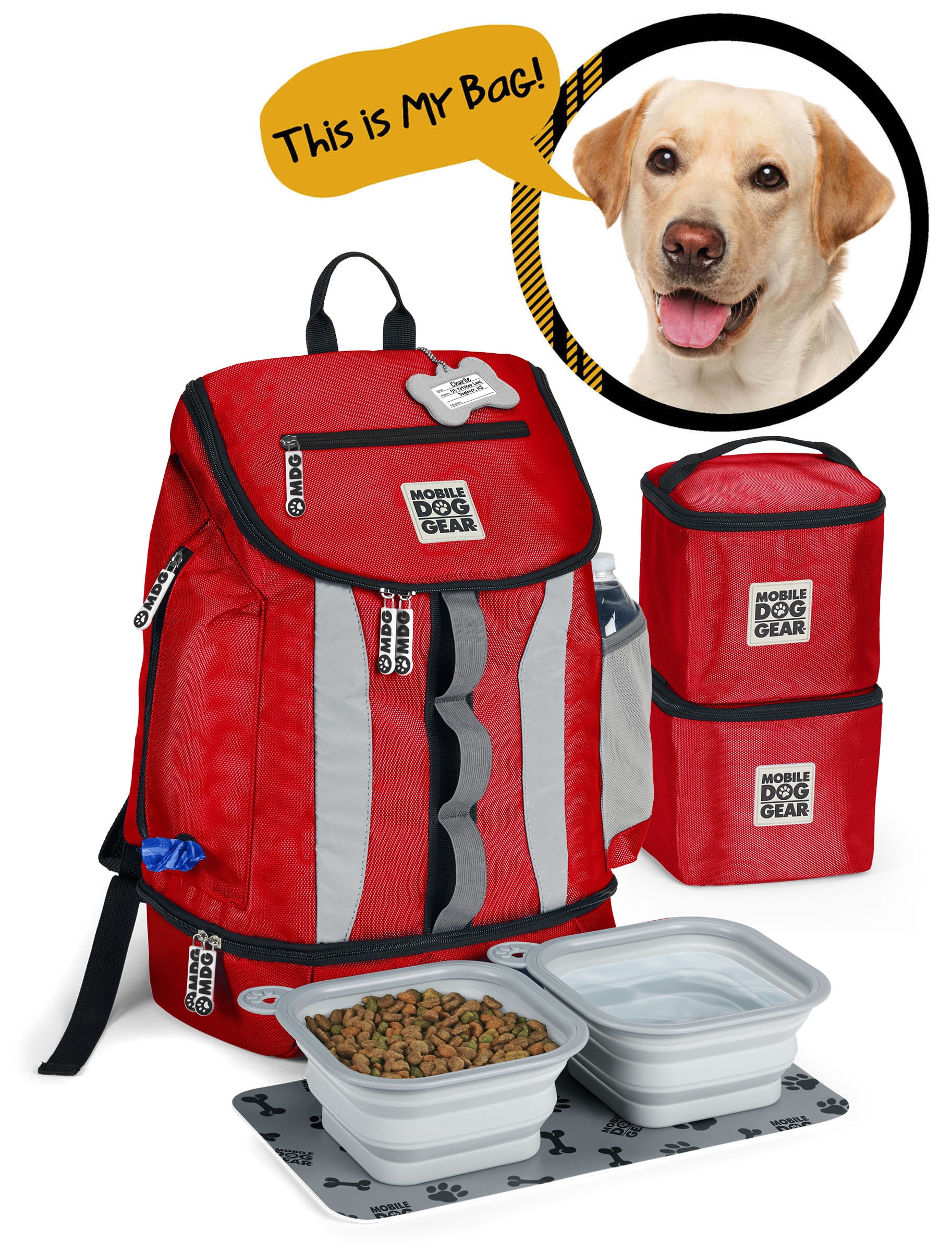 Mobile Dog Gear Drop Bottom Weekender Backpack, Red