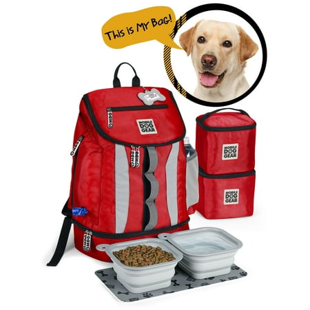 Mobile Dog Gear Drop Bottom Weekender Backpack, Red