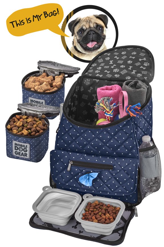 Weekender Backpack, Navy with Dots