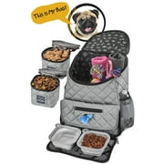 Mobile Dog Gear Weekender Backpack with Food Carriers and Bowls, Gray, 10 lb Limit