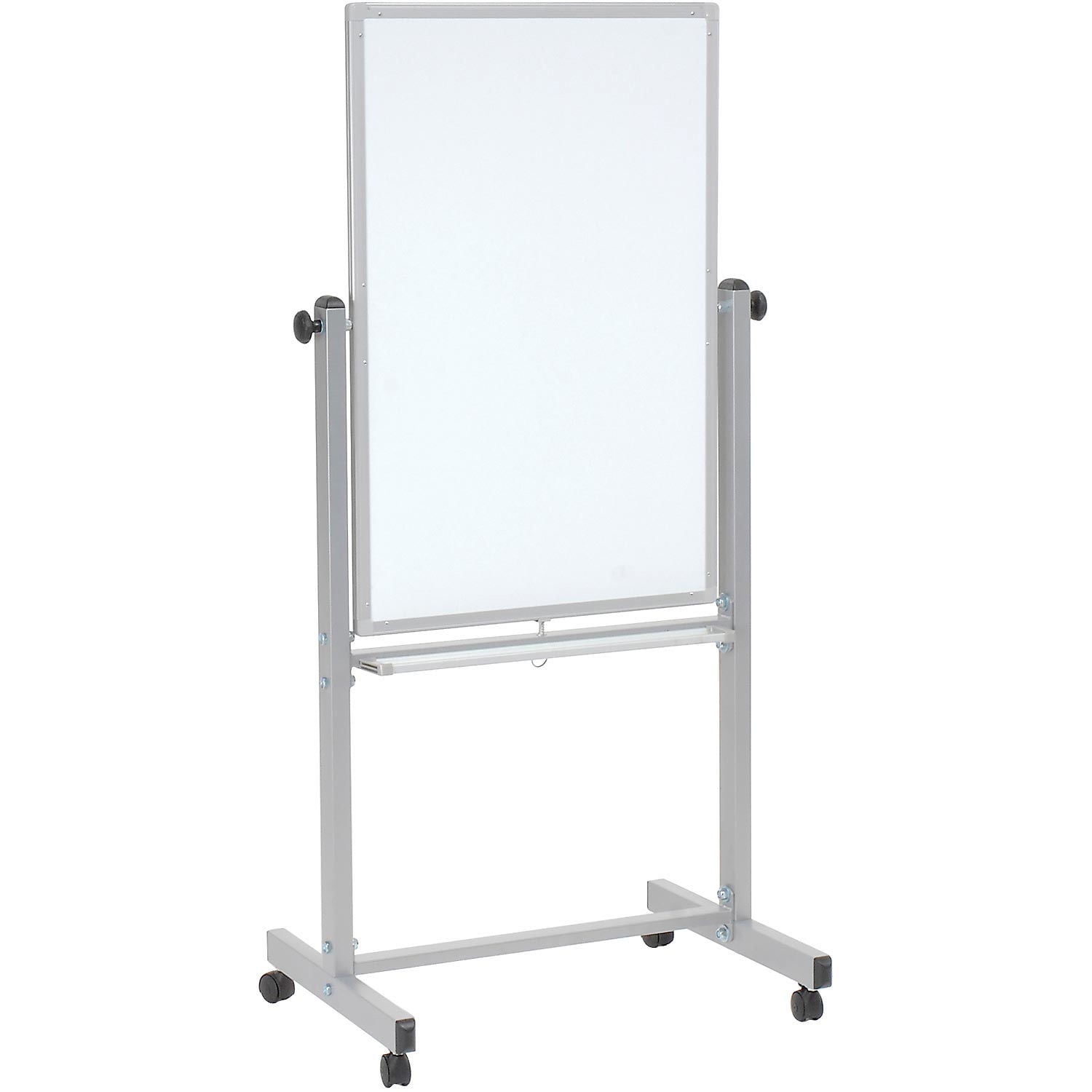 Mobile Double-Sided Magnetic Whiteboard with Silver Aluminum Frame