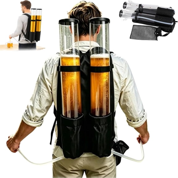 Mobile Drink Tower Backpack, 3L + 3L Portable Bartender Backpack, 6l Dual-Tank Backpack Beverage Dispenser for Party, Tailgate, Camping