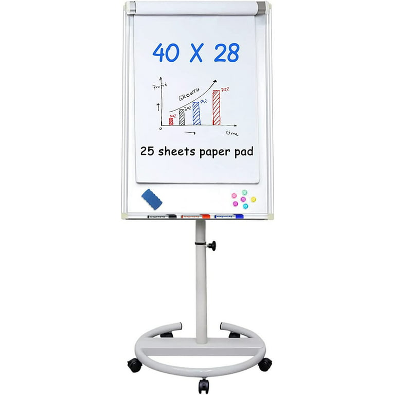 Dry Erase Board with Stand - 40x28 Double Sided Mobile Standing Whiteboard, Rolling White Board on Wheels for Home Classroom Office, Portable