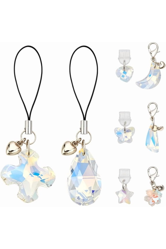 Mobile Dustproof Plugs with Stars Moon Pendant Keychain with Mobile Straps Pendants Phone Charm Decoration Accessory for DIY Most Type C Phone