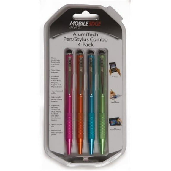 Mobile Edge MEASPA4 StylusPen Aluminum 4 Color Pack