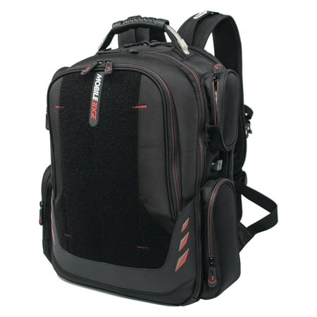 Mobile Edge MECGBPV1 Core Gaming Checkpoint Friendly 18.4" Backpack w/Velcro Front Panel - Black with Red Trim