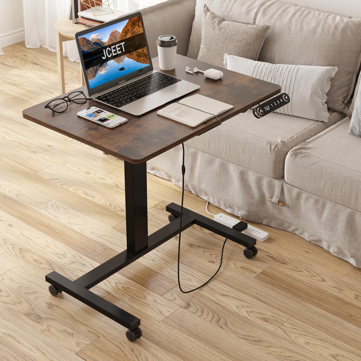 Mobile Electric Standing Desk, 32 * 24 inch Height Adjustable Sit to