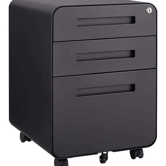 Mobile File Cabinet, 3 Drawer Design | Office and Home Use, Hanging Bar for A4/F4 Files | Cold Rolled Steel, 5 Utility Wheels | Solves File Mobility and Tipping Problems