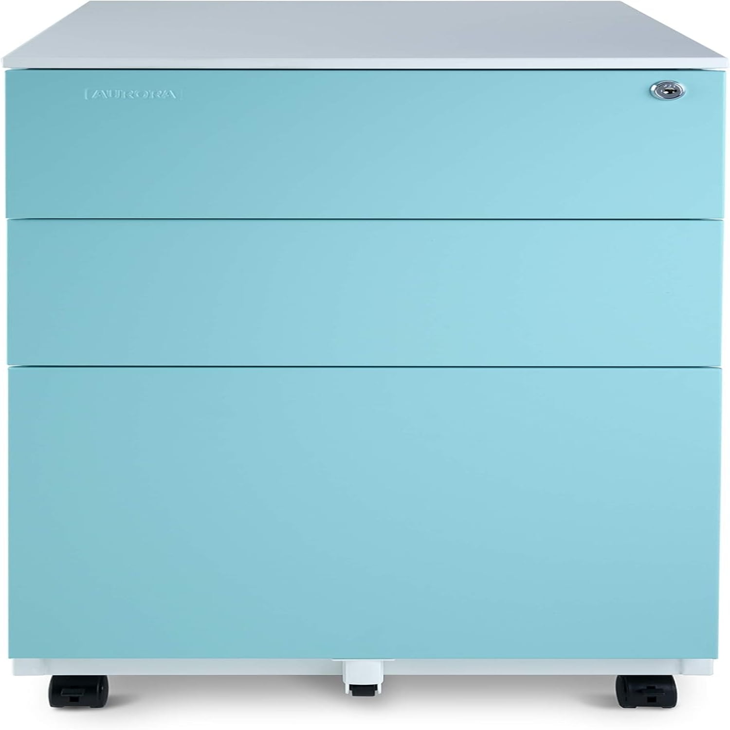 Mobile File 3Drawer Metal with Lock Key Sliding Drawer /Aqua