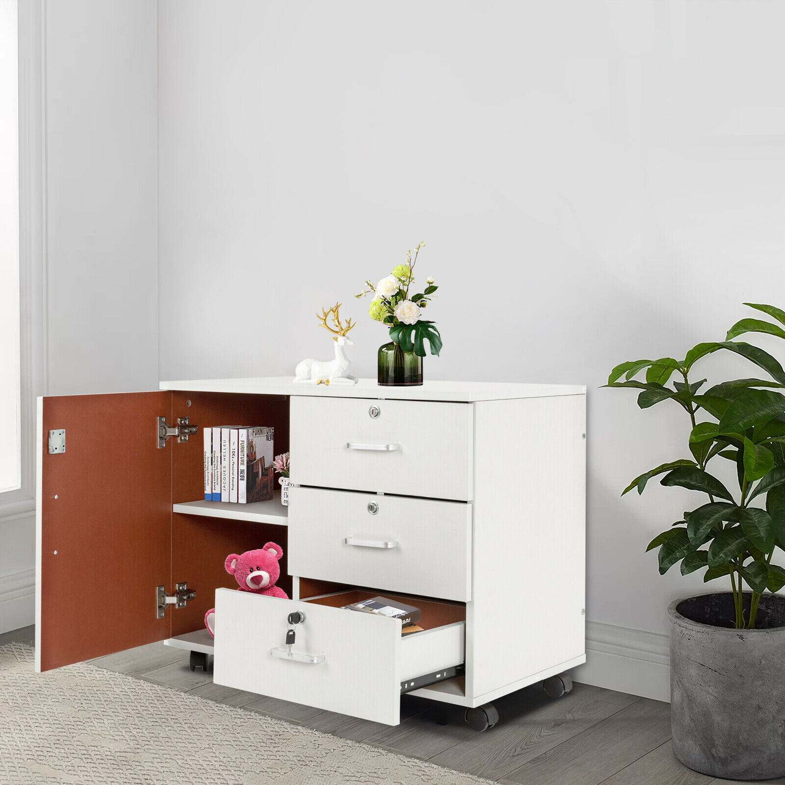 Mobile File 3Drawer Mobile Vertical File W/ Lock