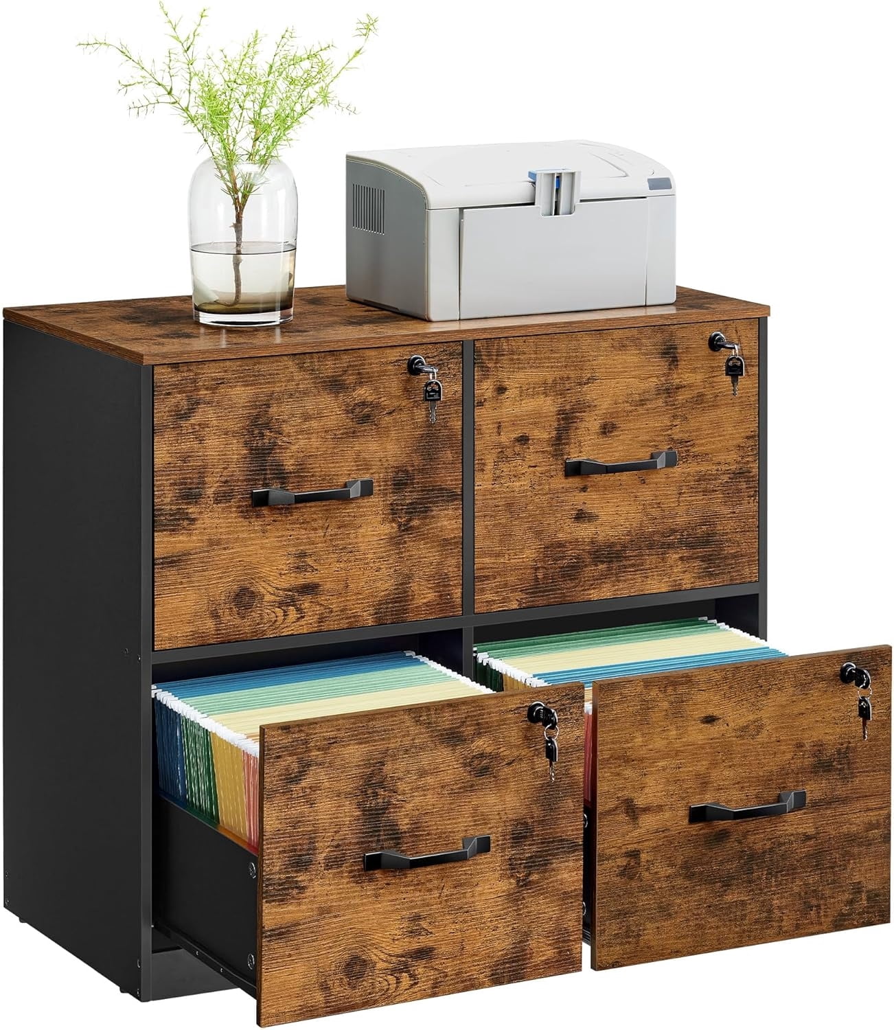 Mobile File Cabinet, 3 Drawers Filing Cabinet with Wheels, for Home ...