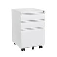 thumbnail image 1 of Mobile File Cabinet with 3 Drawers, Under Desk Metal Filing Cabinet on Wheels, Storage Cabinet with Lock for Legal/Letter/A4 Files, Fully Assembled, White, D8949, 1 of 12