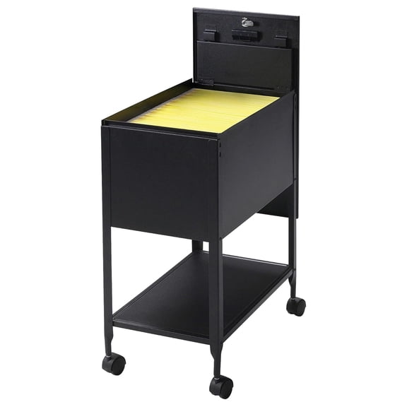 Mobile File Cabinet Black - Standard Lock - Letter Size - 28.35" x 16.54" x 6.50" - Office Storage