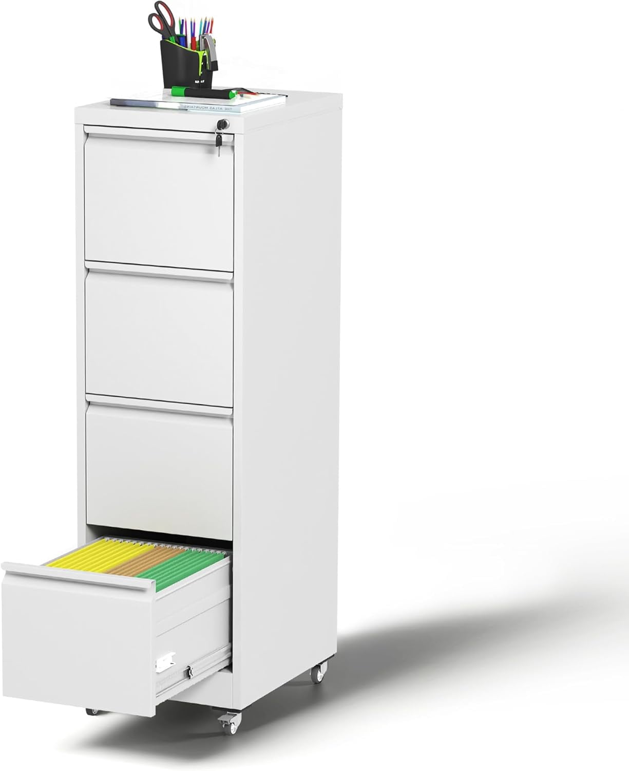 Mobile File Cabinet with Lock & Wheels: Fully Assembled Heavy Duty ...