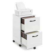 VASAGLE White File Cabinet, Modern 2 Drawers, Rolling Filing Cabinet Wood Storage Shelf for Home Office