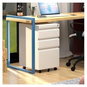 Mobile File Cabinet Under Desk, 3 Drawers Metal File Cabinet with Wheels, Rolling Filing Cabinets with Lock for Home Office Letter/Legal/A4